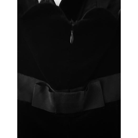 Milly NY Designer Women's Black Scallop Strapless Velvet Formal Dress Back Bow 8 - Picture 5 of 11